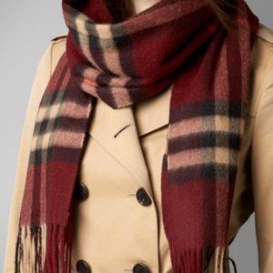 Authentic NWT AND BOX Burgundy BURBERRY Giant Check Scarf